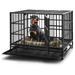 inch Heavy Duty Indestructible Dog Crate Steel Escape Proof Indoor Double Door High Anxiety Cage Kennel with Wheels Removable Tray Extra Large XL XXL