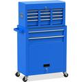 8-Drawers Rolling Tool Chest Tool Box with Wheels 2-in-1 Detachable Tool with Large Cabinet and Sliding Drawers Removable Tool Box Organizer with Lockable for Garage Workstation (Blue