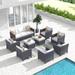 ovios Patio Furniture Set 6 PCS Outdoor Sectional Sofa Set with Rocking Swivel Chairs Loveseat Ottomans High Back Sofa All Weather Wicker Rattan Conversation Sets for Yard Porch (Orange R