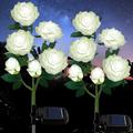 2Pcs Solar Lights Outdoor Outdoor Solar Garden Lights LED Solar Lights Outdoor Waterproof with 5 Roses Waterproof Solar Decorative Lights Garden Lights for Patio Paths Patio Garden Lawn (White)