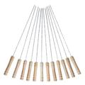 Clearance! JWDX Barbecue Fork Barbecue Forks Promotion 10Pcs Bbq Tools Stainless Steel Bbq Steel Pick Wooden Handle Bbq Needle Steel Pick B