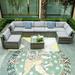 6 Pieces Patio Furniture Set Outdoor Sectional Sofa PE Wicker Conversation Set Outside Couch with Table for Porch Lawn Garden Backyard Black