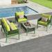 RONSHIN 4 Piece Patio Furniture Set Patio Conversation Sets with 2 Single Sofa Loveseat Coffee Table Adjustable Feet Removable Cushion Outdoor Furniture Set for Garden