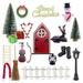 1:12 Christmas Miniature Dollhouse Accessories Christmas Red Elf Girl Fairy Doors Decorations Mini Reindeer Ornaments Christmas Tree Wreath Miniature Scene Fairy Model Toys DIY for Elf Accessories