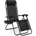 CYCLONE SOUND Zero Gravity Lounge Outdoor Adjustable Reclining Patio Chair Chairs Steel Mesh Folding Recliner for Pool Beach Camping Lounge Chair with Pillows and Cup Tray(1 Chair/2 Chairs)