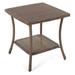 W Unlimited Leisure Collection Outdoor Garden Patio Furniture End Table Dark Brown