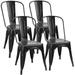 YFENGBO Metal Dining Chairs Indoor-Outdoor Use Stackable Side Chairs with Back Industrial Kitchen Classic Trattoria Chair Set of 4 (Black)