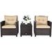 YFENGBO 3PCS Patio Set Outdoor Rattan Wicker Conversation Set Patio Bistro Sofa Set with Washable Cushions and Tempered Glass Top Coffee Table