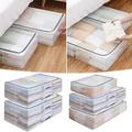 Beppter 1X Bed Bottom Storage Box Home Textile Storage Collapsible Underbed Storage Bag Foldable Organise Containers Handles See Through Reinforced Steel Frame Sturdy St