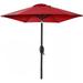 7.5ft Heavy-Duty Round Outdoor Market Table Patio Umbrella w/Steel Pole Push Button Tilt Easy Crank Lift - Red