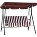 2-3 Person Patio Swings with Canopy Outdoor Porch Swing Chair with Steel Stand Removable Cushions for Backyard Garden Balcony 4008 (Brick Red with White Stripes)