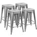 YFENGBO Metal Stools 24 Indoor Outdoor Stackable Barstools Modern Style Industrial Vintage Counter Stools Set of 4 (24 inch Black)