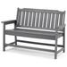 YeSayH Garden Bench HDPE 2-Person Patio Bench with Armrests All-Weather Weatherproof Outdoor Bench with Stable Back and Seat for Outdoors Lawn Balcony Porch Grey
