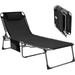 ZHANHAO Oversized Adjustable 5-Position Folding Chaise Lounge Chair for Outdoor Patio Beach Lawn Pool Sunbathing Tanning Heavy Duty Portable Camping Recliner with Pillow Supports 330lbs Black