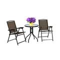 YYAo 3 Pieces Bistro Patio Garden Furniture Set of Round Table and Folding Chairs Lounge Chairs Table Set