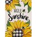 Hello Sunshine Spring Summer Sunflower Decorative Garden Flag Bee Buffalo Plaid Check Flowers Yard Outside Decorations Fall Autumn Farmhouse Burlap Outdoor Small Home Decor Double Sided 12x18