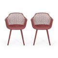 GDF Studio Tate Outdoor Modern Dining Chairs Set of 2 Red
