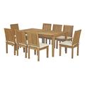 Modern Contemporary Urban Design Outdoor Patio Balcony Garden Furniture Side Dining Chair and Table Set Wood White Natural