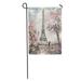 KDAGR Watercolor Oil Painting Street View of Paris Tender Landscape Pink Garden Flag Decorative Flag House Banner 12x18 inch