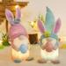 2PCS Easter Decorations Easter Gnome Eggs Spring Easter Plush Bunny Ornaments with Light for Table Indoor Easter Basket Stuffers Rabbit Gifts Toys for Kids Women Man