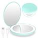 Led Compact Mirror Rechargeable 1x/10x Magnification Compact Mirror Dimmable Small Travel Makeup Mirror Pocket Mirror for Handbag Purse Handheld 2-Sided Mirror Gifts for Girls Cyan