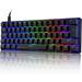 60% True Mechanical Gaming Keyboard Type C Wired 62 Keys RGB LED Backlit USB Waterproof Keyboard Full Anti-ghosting Keys for Computer/PC/Laptop/MAC (Black/Brown Switch)