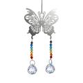 Crystals Glass Pendants Window Hanging Crystal Ball Prism Suncatcher Beads Butterfly Crystal Pendant for Indoor Outdoor Home Garden DecorChain Sphere Chandelier Lamps Curtain Wedding(1pcs silver)