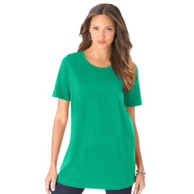 Plus Size Women's Crewneck Tee by Roaman's in Tropical Emerald (Size 1X)