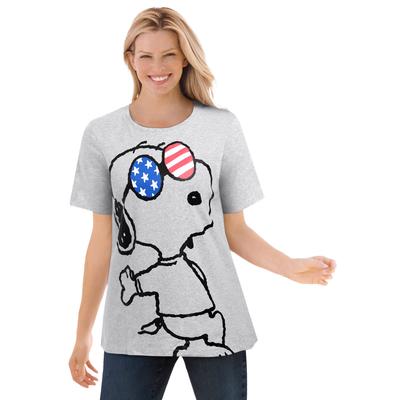 Plus Size Women's Peanuts Heather Grey Snoopy Glas...