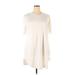 Shein Casual Dress - Shift Crew Neck Short sleeves: Ivory Solid Dresses - Women's Size 3X