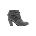 C. Wonder Ankle Boots: Strappy Chunky Heel Casual Gray Solid Shoes - Women's Size 9 - Round Toe