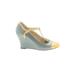 Seychelles Wedges: Teal Color Block Shoes - Women's Size 7