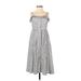 French Connection Casual Dress - Midi: Gray Checkered/Gingham Dresses - Women's Size 2