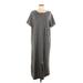 Ekouaer Casual Dress - Shift Scoop Neck Short sleeves: Gray Print Dresses - Women's Size Large