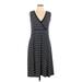 L.L.Bean Casual Dress - A-Line: Gray Stripes Dresses - Women's Size Large Petite