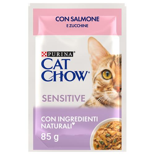 Sparpaket: 52x85g Cat Chow Sensitive Lachs & Zucchini Katzenfutter nass