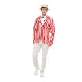 20s Barber Shop Costume, Red & White, with Jacket, Hat & Bow Tie (XL)