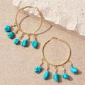 Free People Jewelry | Amelia Turquoise Gold Hoop Earrings | Color: Blue/Gold | Size: Os
