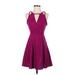 Free People Casual Dress - A-Line: Purple Grid Dresses - Women's Size 2