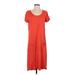 Eileen Fisher Casual Dress - Shift Scoop Neck Short sleeves: Orange Print Dresses - Women's Size Small