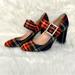 J. Crew Shoes | J. Crew Mary Jane Plaid Tartan Heels Rhinestone Buckle Size 7.5 | Color: Red | Size: 7.5