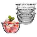 Set of 4 Glass Bowls - Beaded Edge Dessert Bowls