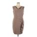 Evan Picone Casual Dress - Mini Cowl Neck Sleeveless: Brown Print Dresses - New - Women's Size 16