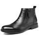 HIJAN Men's Ankle Boots Slip Resistant Anti-slip Wearable Leather Brogue Embossed Wingtips Double Side Zip Vintage Formal (Color : Black Lined, Size : 7 UK)