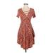 24/7 Maurices Casual Dress: Orange Aztec or Tribal Print Dresses - Women's Size X-Small