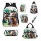 xixirimido Horse Kids Backpack 7 in 1 Lunch Box Pencil Case Keychain Book Covers Water Bottle Holder for High Elementary School Pouch