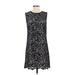 Ann Taylor LOFT Casual Dress - Mini High Neck Sleeveless: Black Print Dresses - Women's Size 6