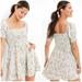 American Eagle Outfitters Dresses | American Eagle Picnic Pretty Puff Sleeve Floral Mini Baby Doll Dress | Color: Blue | Size: M