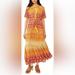 Free People Dresses | Free People Women’s Rare Feeling Pleated Printed Maxi Dress Goldenrod Combo | Color: Orange/Yellow | Size: L