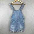 Free People Pants & Jumpsuits | Free People Size 2 Blue Torn Up Jumper Denim Overalls Frayed Mini Dress | Color: Blue | Size: W2